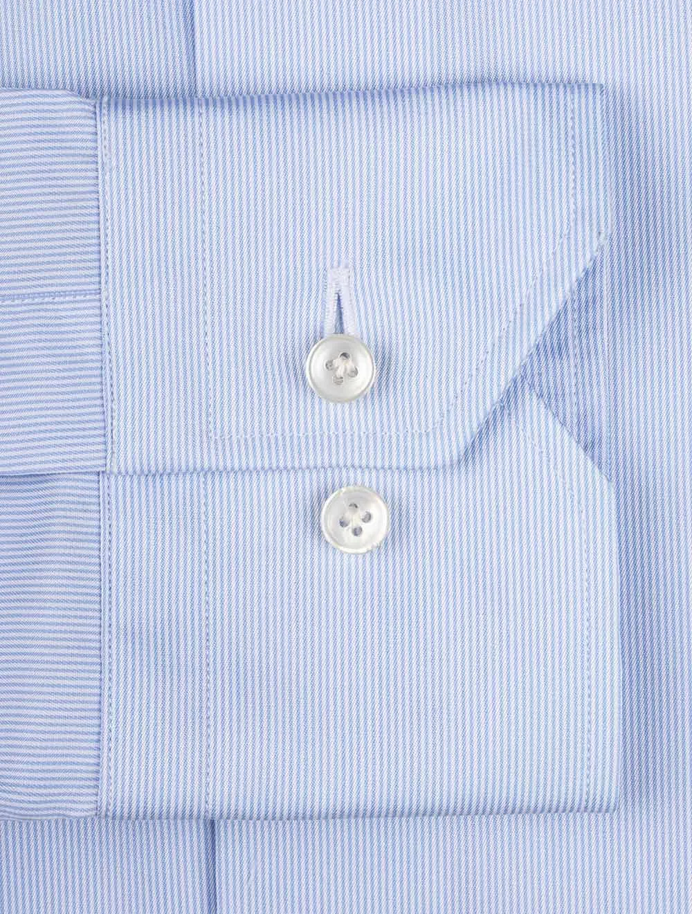 Slim Fit Hemd mit Haarlinienmuster - Blau