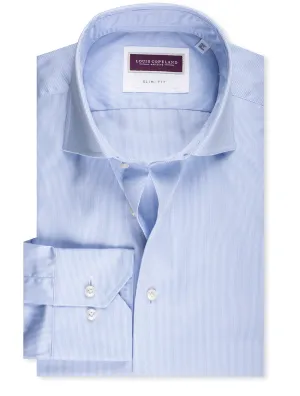 Slim Fit Hemd mit Haarlinienmuster - Blau