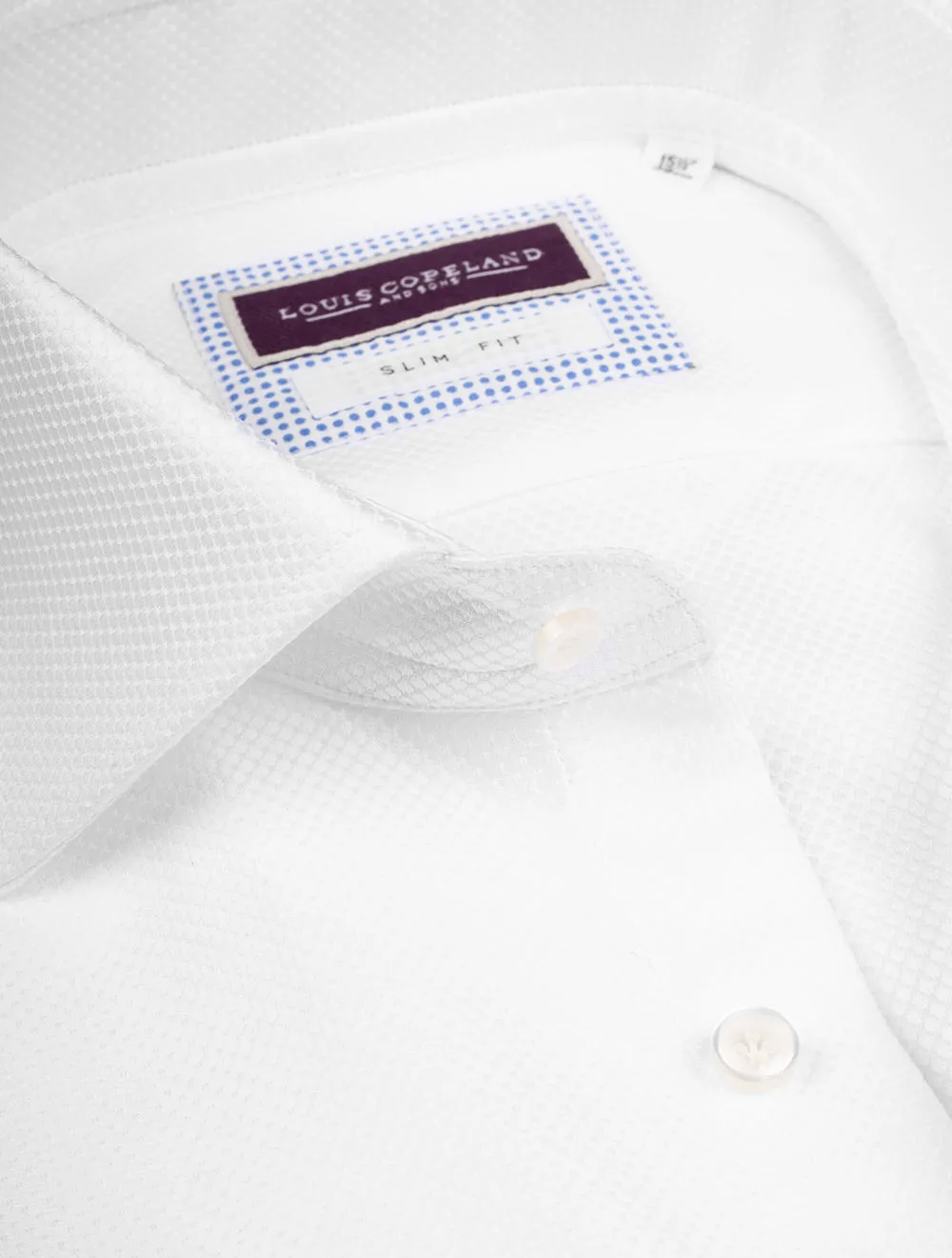 Slim Fit Hemd mit Sechseckmuster und einfacher Manschette in Weiß