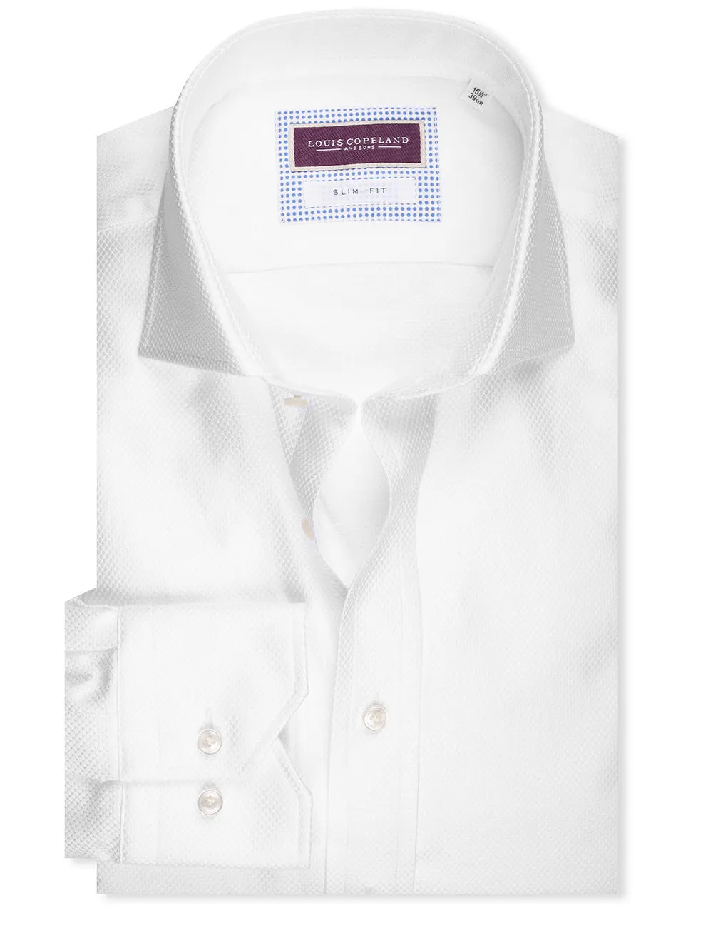 Slim Fit Hemd mit Sechseckmuster und einfacher Manschette in Weiß