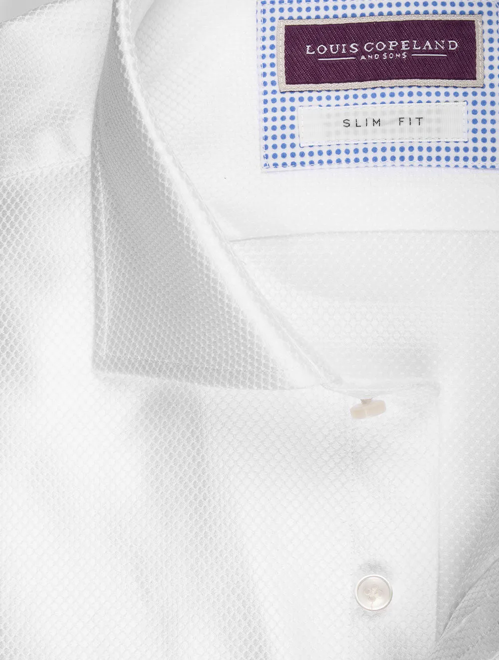 Slim Fit Hemd mit Sechseckmuster und einfacher Manschette in Weiß