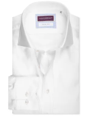 Slim Fit Hemd mit Sechseckmuster und einfacher Manschette in Weiß