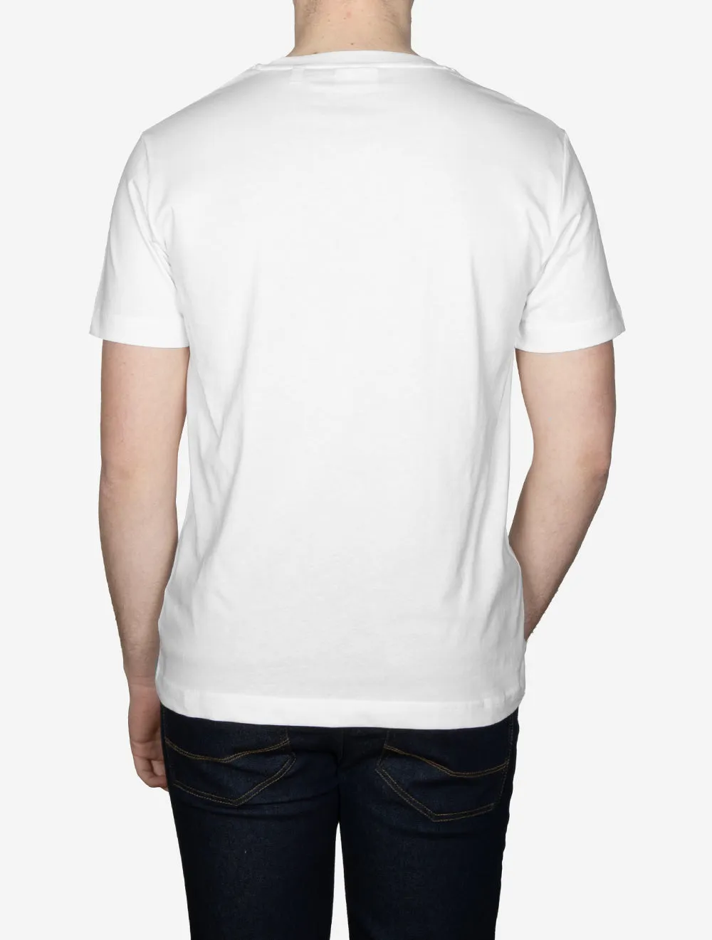 Kurzarm-T-Shirt mit kleinem Aufdruck in Eierschalenfarbe