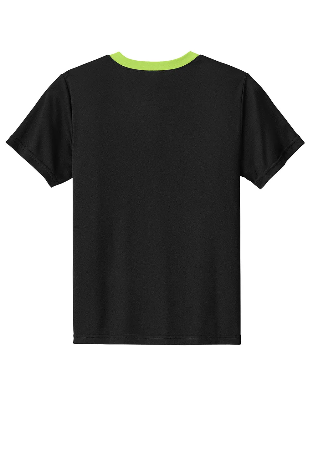 Sport-Tek Youth Feuchtigkeitstransportierendes Competitor United Kurzarm-Crewneck T-Shirt - Schwarz/Neongrün