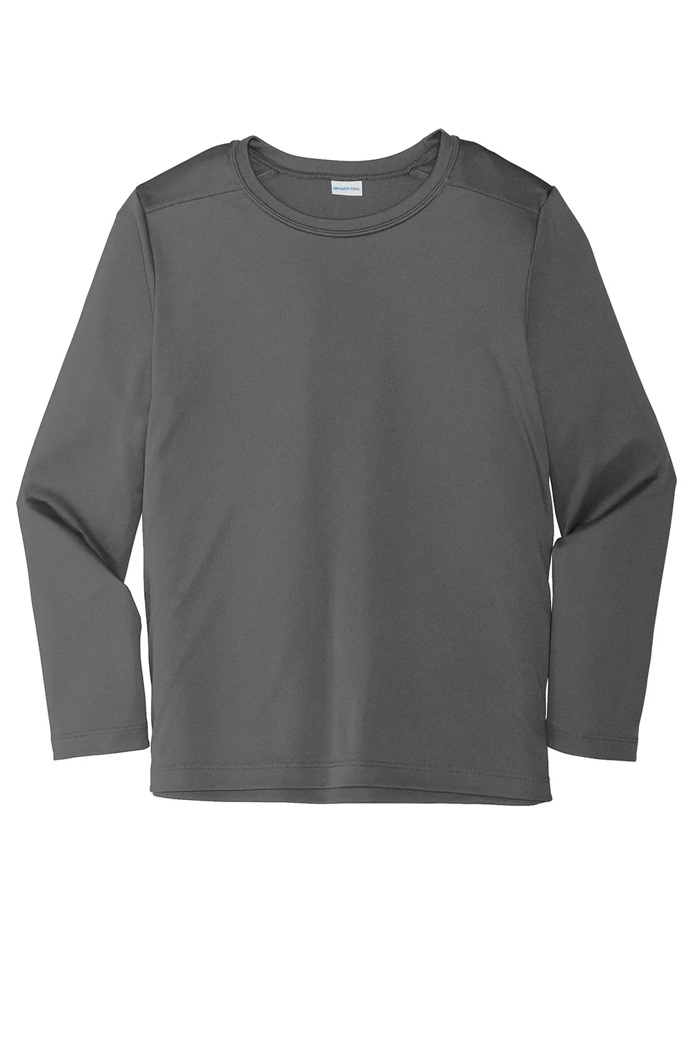 Sport-Tek Jugend Feuchtigkeitstransportierendes Langarm-Crewneck T-Shirt - Dunkles Rauchgrau