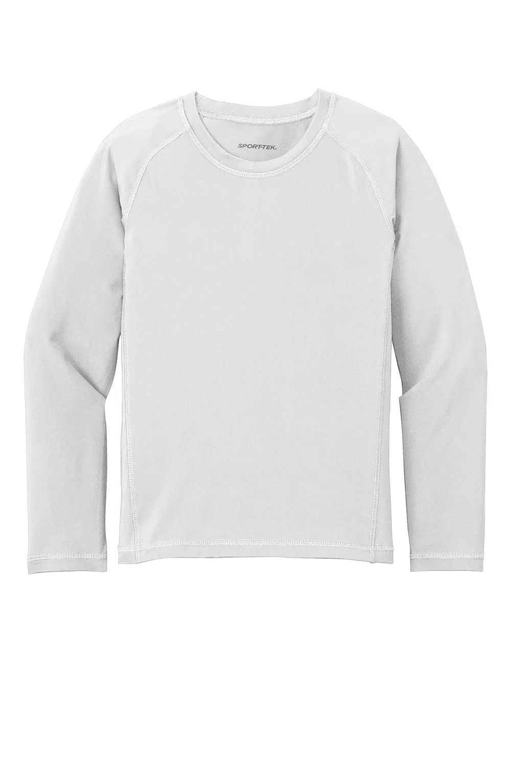 Sport-Tek Jugend-Rashguard Feuchtigkeitstransportierendes Langarm-Crewneck T-Shirt - Weiß