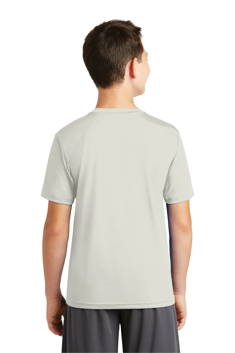 Sport-Tek Jugendliches robustes feuchtigkeitsableitendes Kurzarm-Crewneck-T-Shirt - Silbergrau - Auslaufmodell