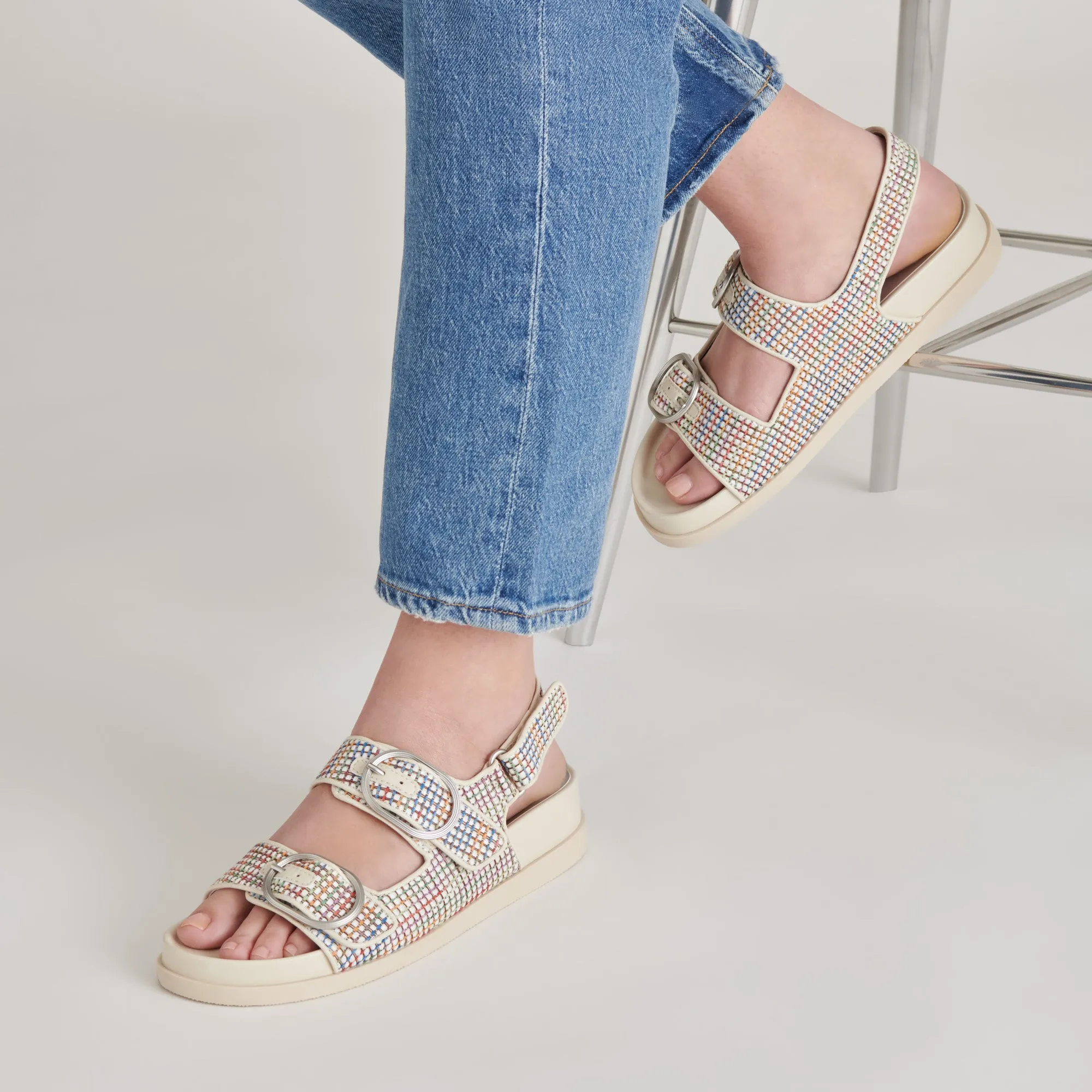 STARLA PRIDE SANDALEN WEIß MULTI RAFFIA