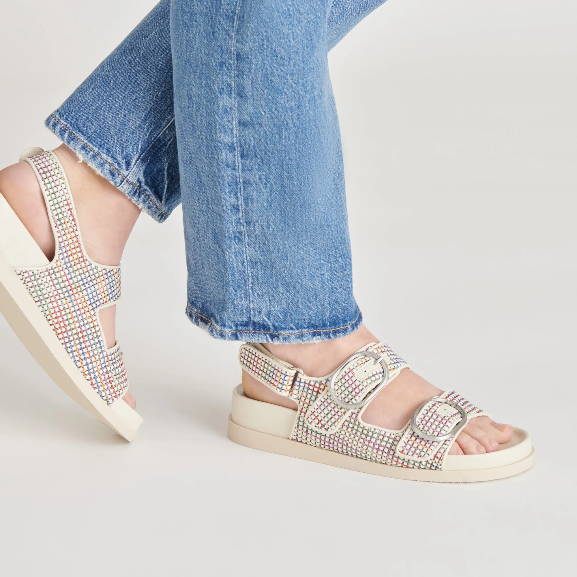 STARLA PRIDE SANDALEN WEIß MULTI RAFFIA