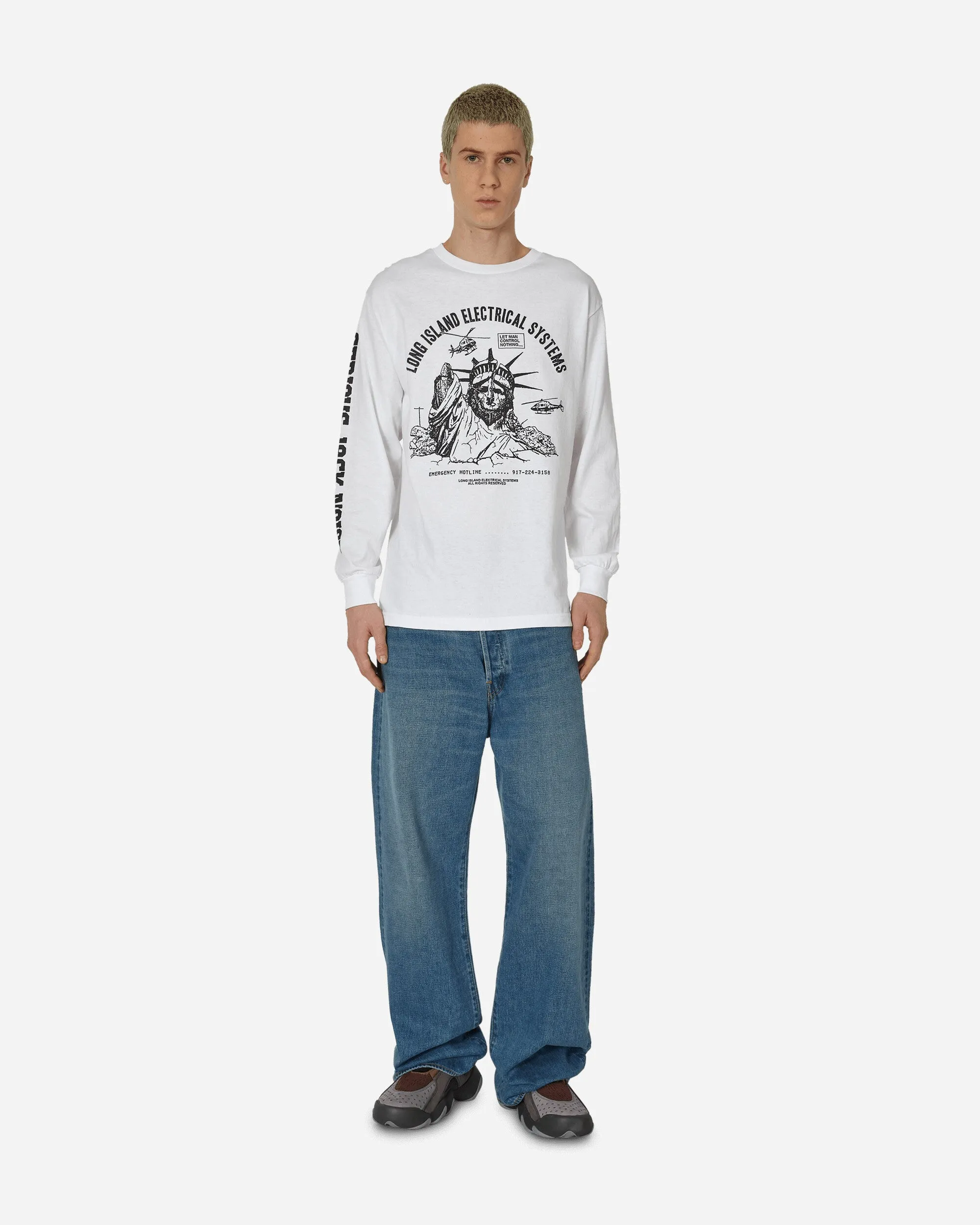 Statue Langarm T-Shirt Weiß
