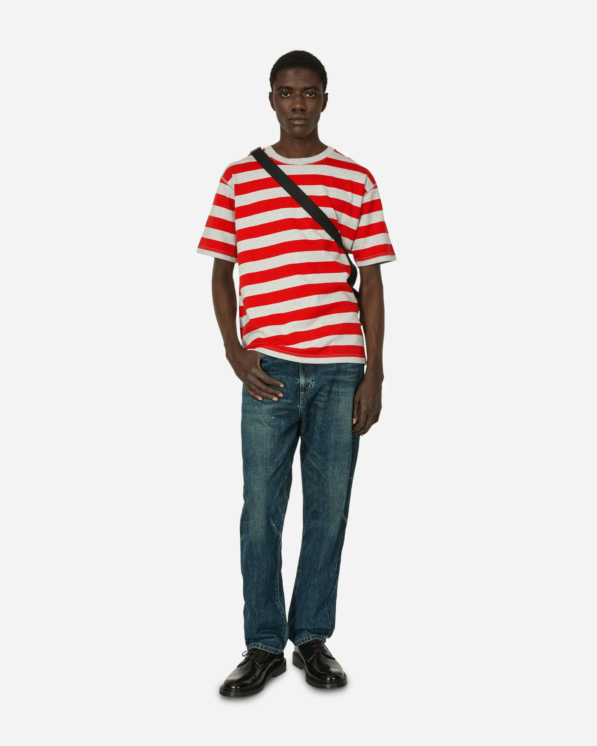 Gestreiftes T-Shirt Grau / Rot
