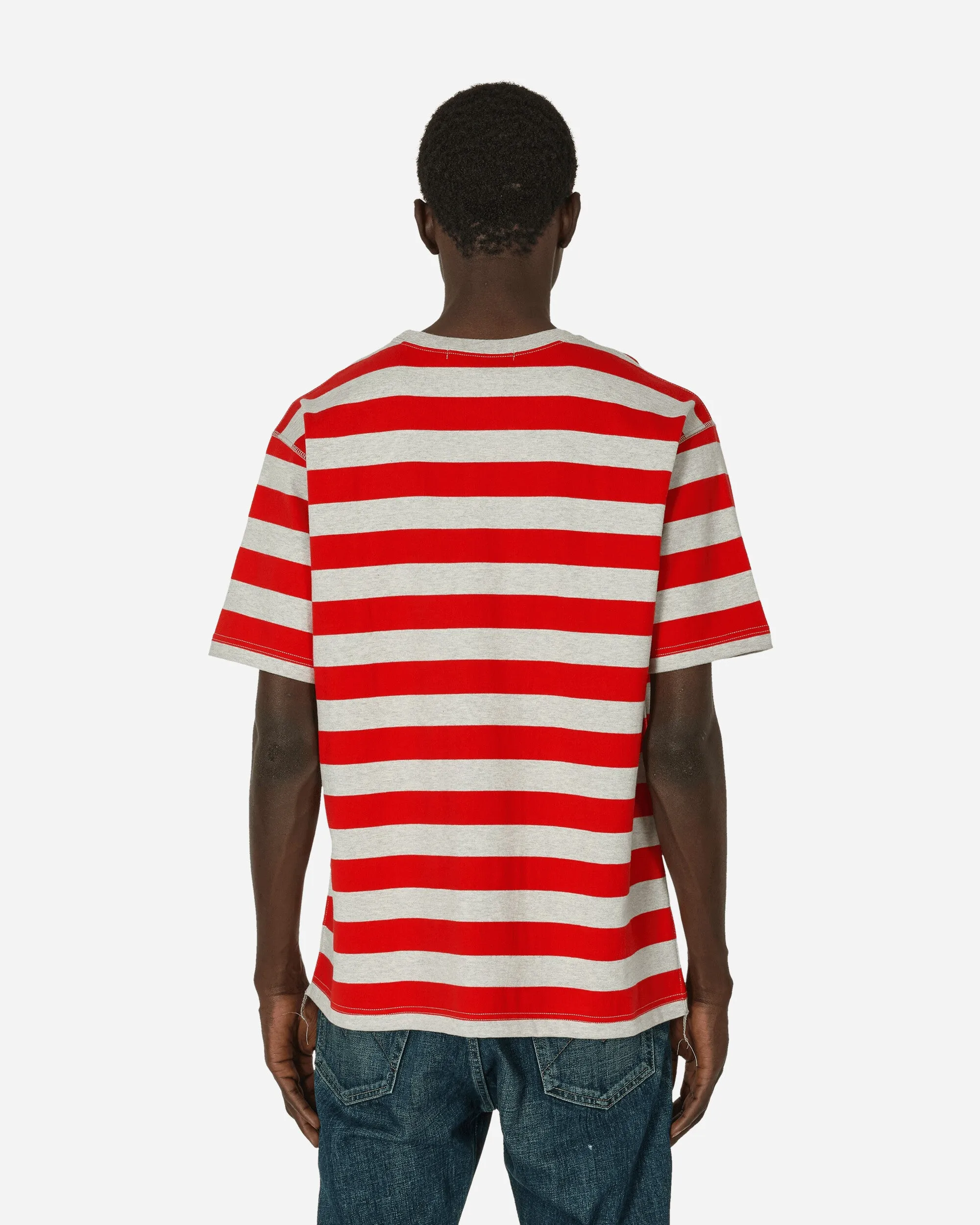 Gestreiftes T-Shirt Grau / Rot