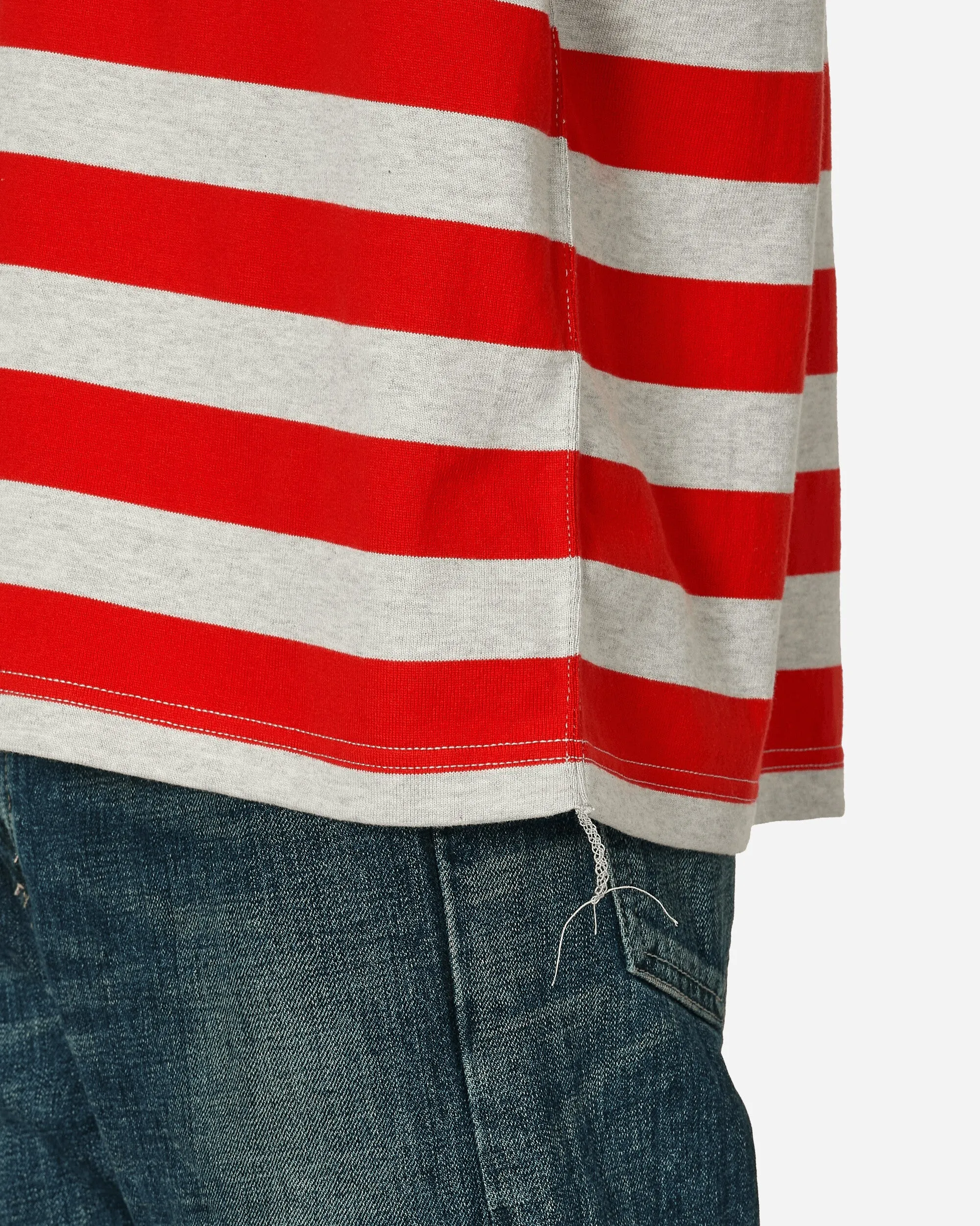 Gestreiftes T-Shirt Grau / Rot