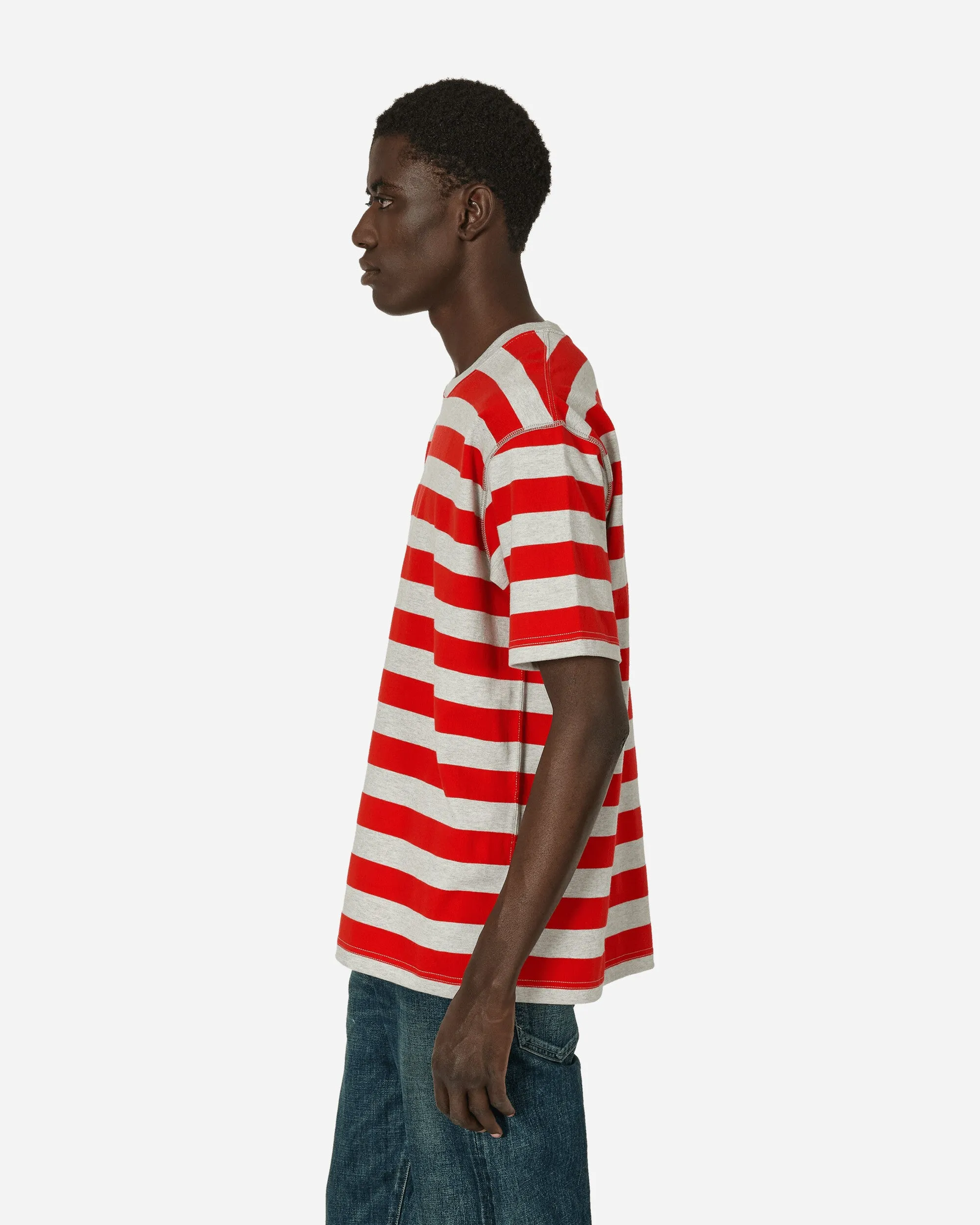 Gestreiftes T-Shirt Grau / Rot