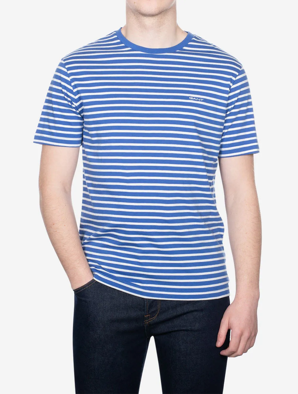 Gestreiftes T-Shirt in kräftigem Blau