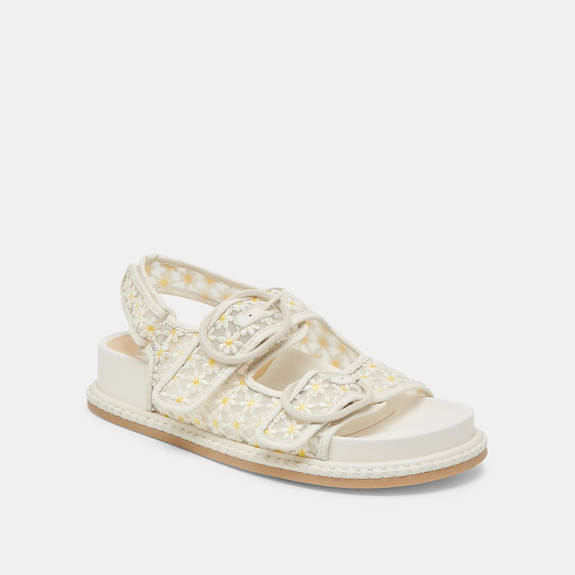 STUART FLORAL SANDALEN WEIß GELB BLUMENMESH