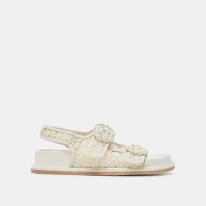 STUART FLORAL SANDALEN WEIß GELB BLUMENMESH