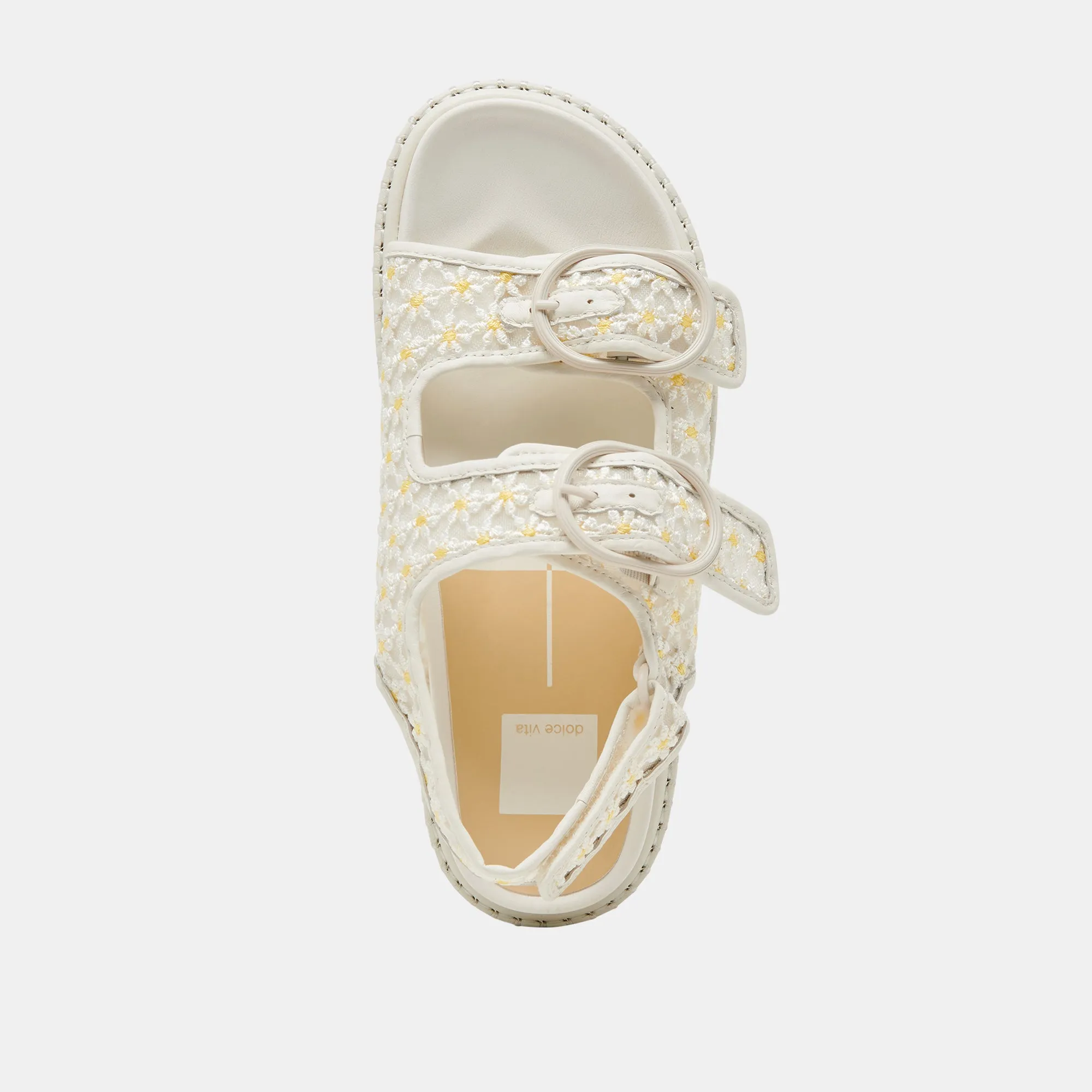 STUART FLORAL SANDALEN WEIß GELB BLUMENMESH
