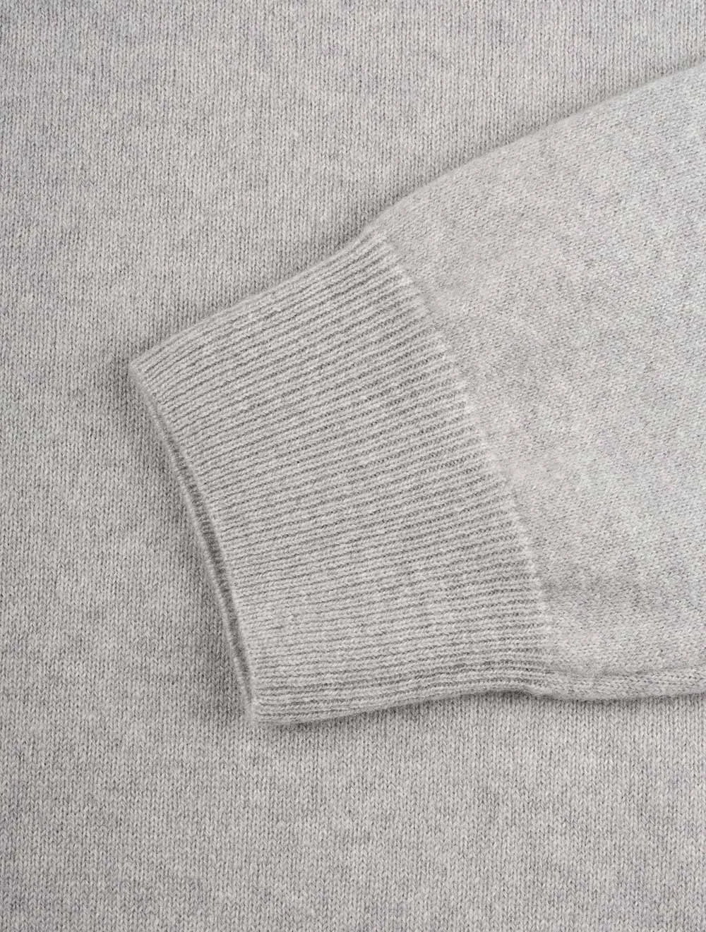 Superfeines Lambswool-Halbzip-Pullover Hellgrau Melange