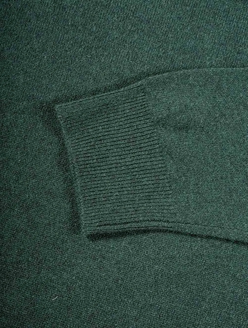 Superfeines Lambswool-Halbzip-Pullover in Tartan Grün