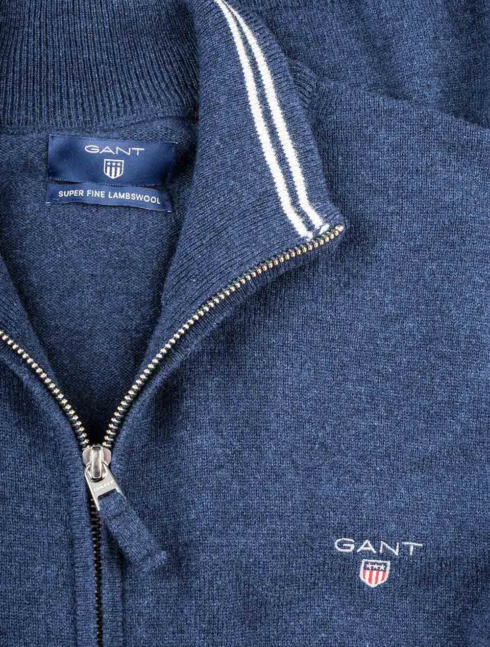 Superfeine Lambswool-Zipcardigan Dunkelblaues Melange