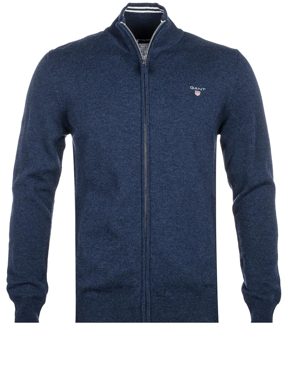 Superfeine Lambswool-Zipcardigan Dunkelblaues Melange