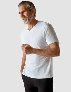 Supima T-Shirt Weiß mit V-Ausschnitt