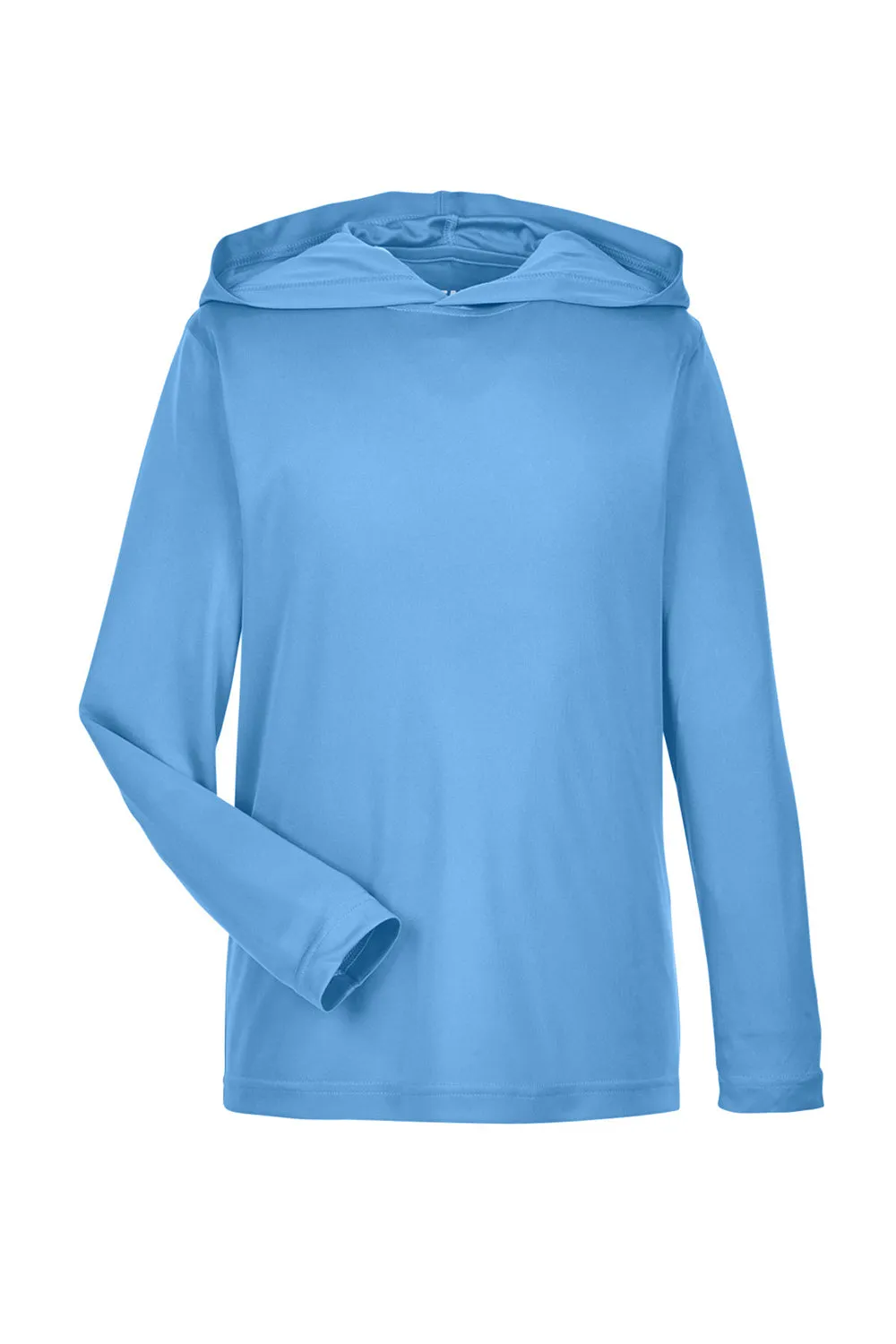 Team 365 Youth Zone Performance Feuchtigkeitstransportierendes Langarm-Hoodie-T-Shirt mit Kapuze - Hellblau