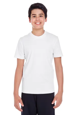 Team 365 Youth Zone Performance Feuchtigkeitstransportierendes Kurzarm-Crewneck-T-Shirt - Weiß