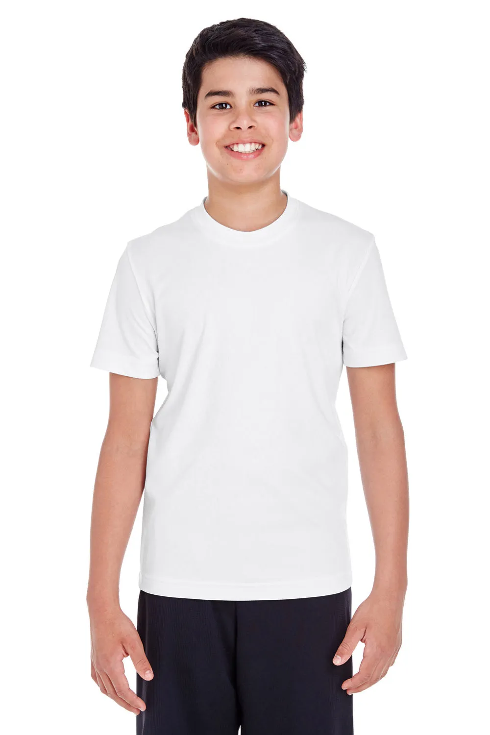 Team 365 Youth Zone Performance Feuchtigkeitstransportierendes Kurzarm-Crewneck-T-Shirt - Weiß