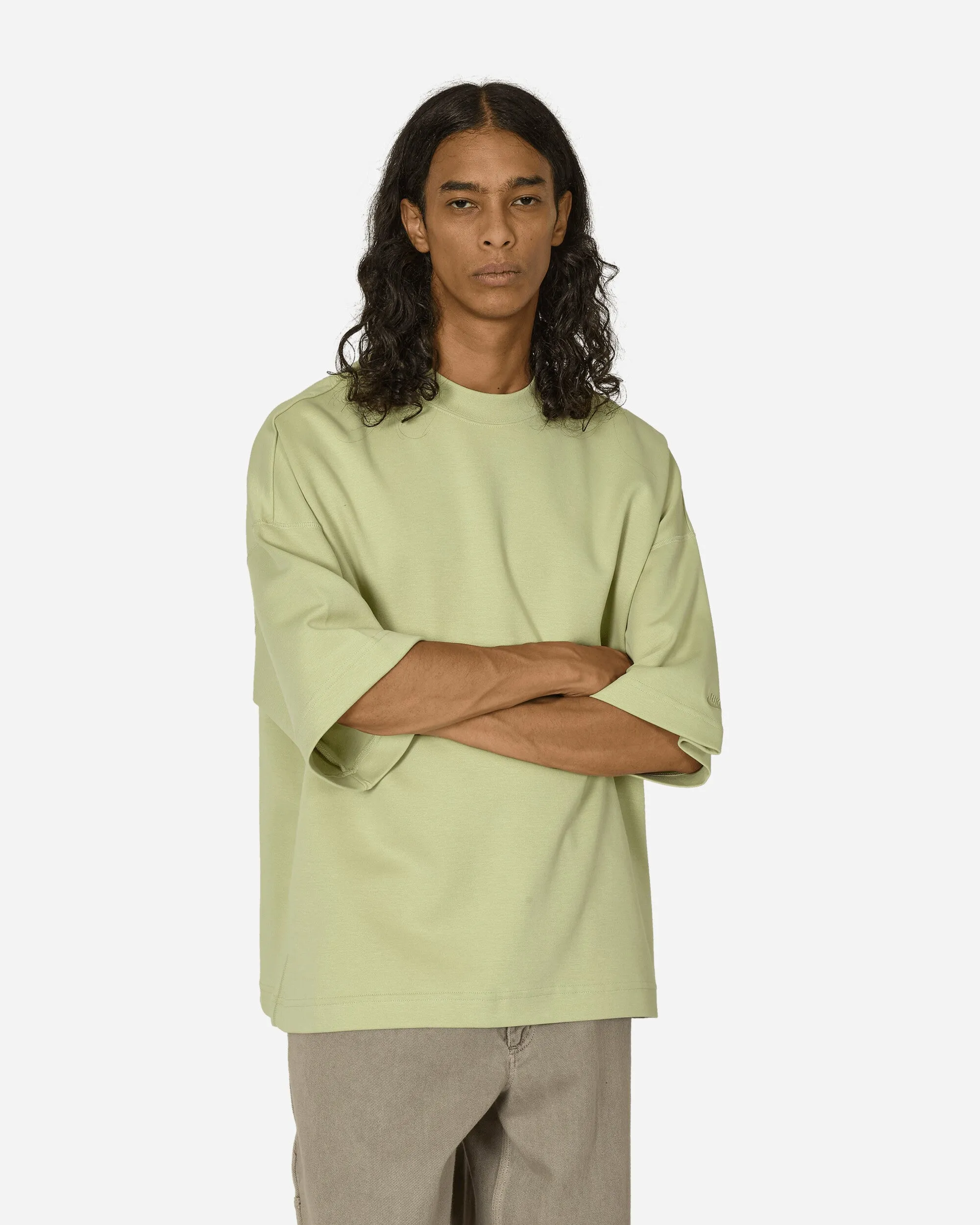 Tech Kurzarm-Fleece-T-Shirt Oliv Aura