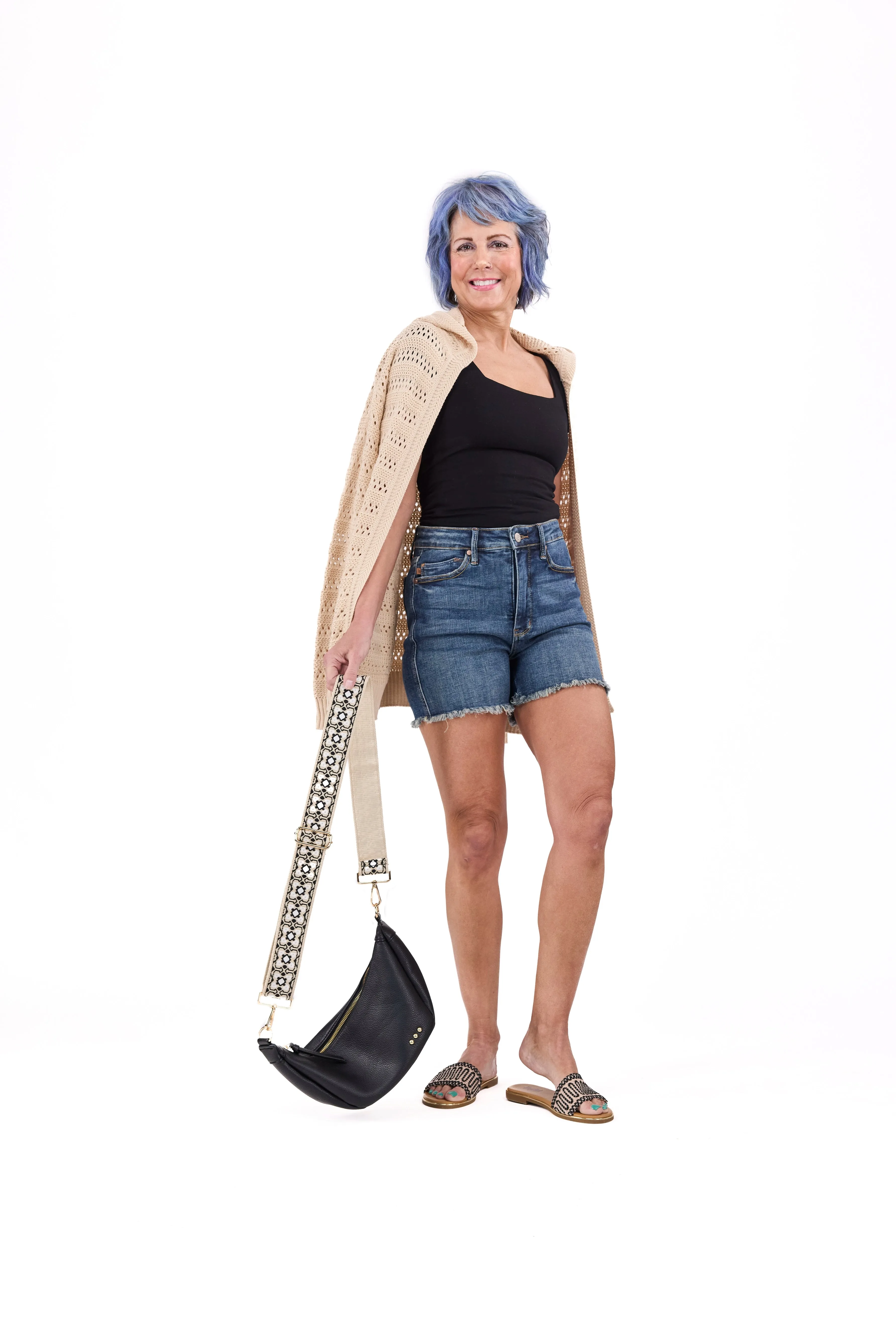 The Blake von Judy Blue: High-Waist Denimshorts mit Bauchkontroll-Effekt, ausgefranstem Saum und poformendem Schnitt *Endgültiger Verkauf*