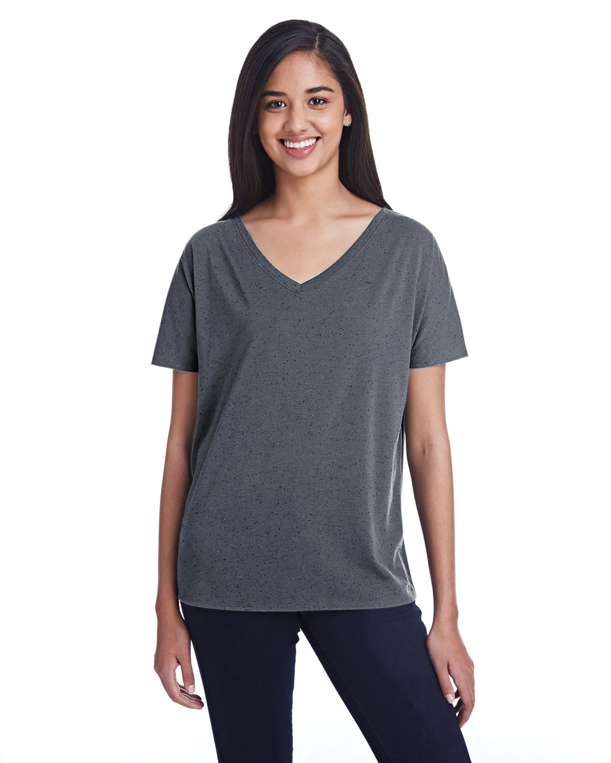 Threadfast Apparel 203FV Damen Triblend Fleck Kurzarm V-Ausschnitt T-Shirt