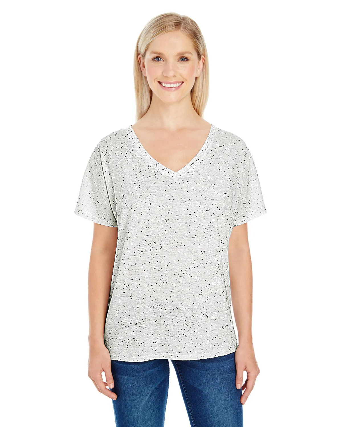 Threadfast Apparel 203FV Damen Triblend Fleck Kurzarm V-Ausschnitt T-Shirt
