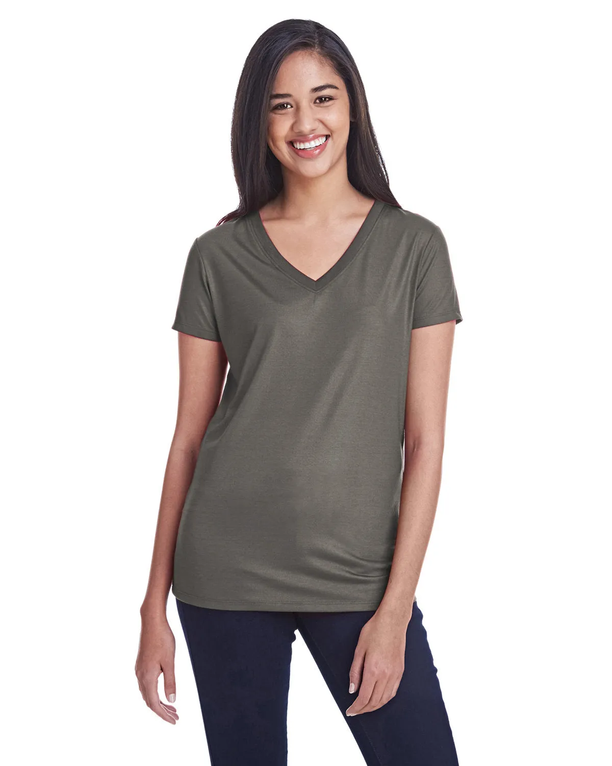 Threadfast Apparel 240RV Damen Liquid Jersey V-Ausschnitt T-Shirt