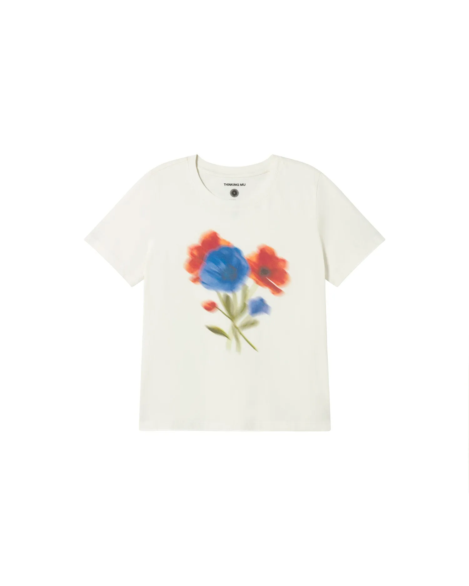 Tshirt Ida Verschwommene-Blume-Weiß