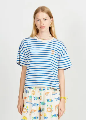 Tshirt Wt07 Gestreift Damen Blau-Elektrisch-300