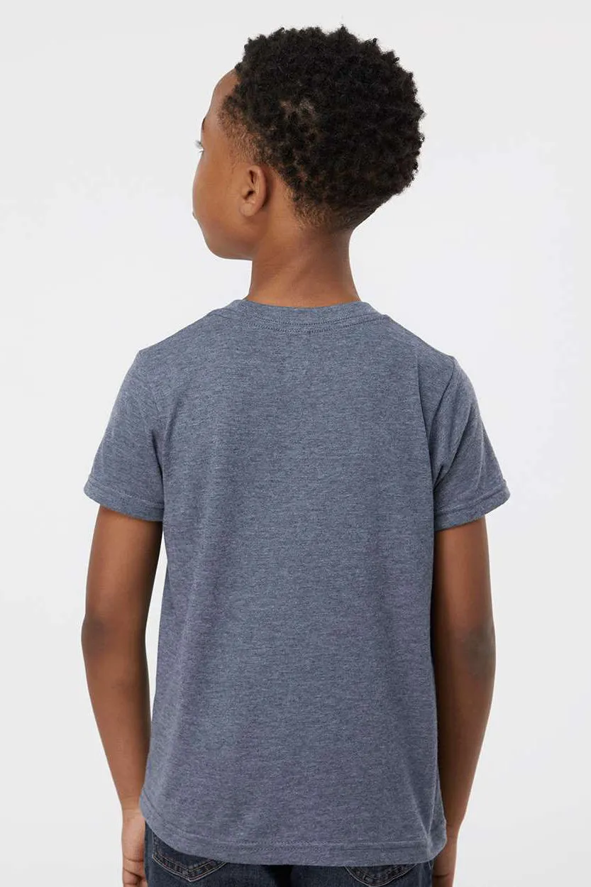 Tultex Jugendliches Poly-Rich Kurzarm-Crewneck-T-Shirt - Meliertes Marineblau