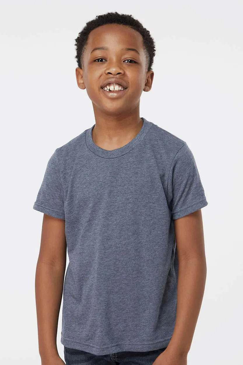 Tultex Jugendliches Poly-Rich Kurzarm-Crewneck-T-Shirt - Meliertes Marineblau