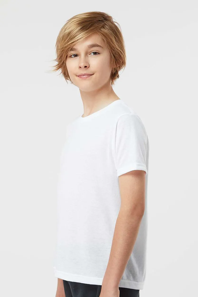 Tultex Jugendliches Poly-Rich Kurzarm-Crewneck T-Shirt - Weiß
