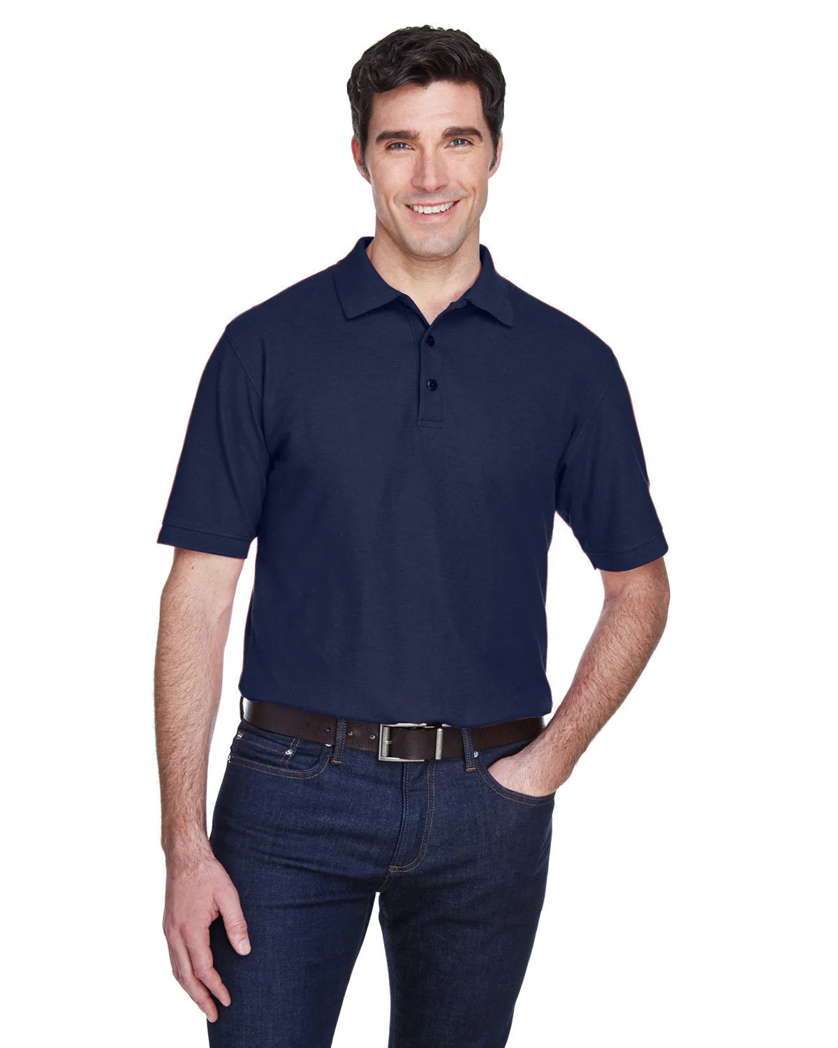 UltraClub 8540T Herren Langarms Whisper Piqu Polo