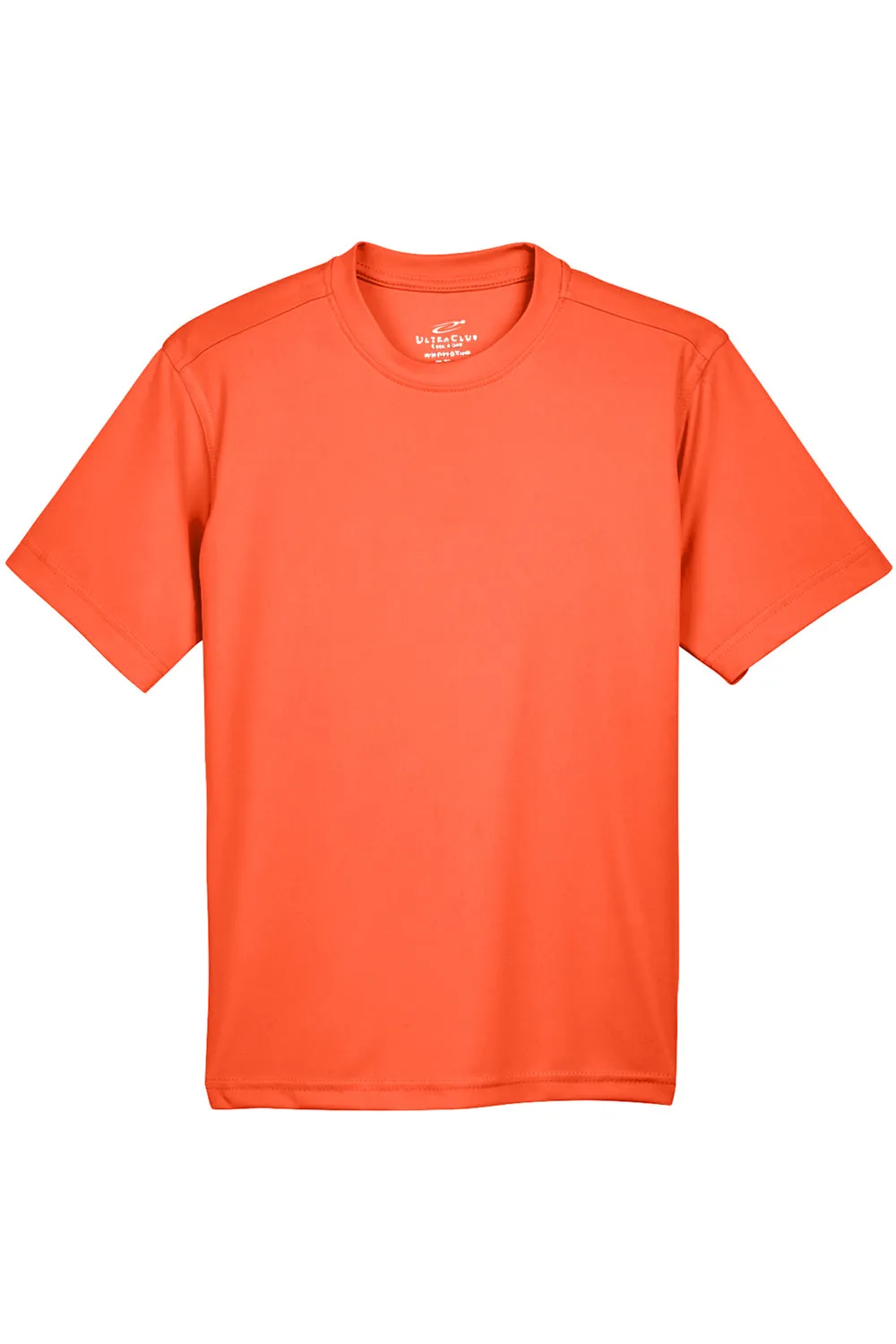 UltraClub Jugend Cool & Dry Performance Feuchtigkeitstransportierendes Kurzarm-Crewneck T-Shirt - Orange