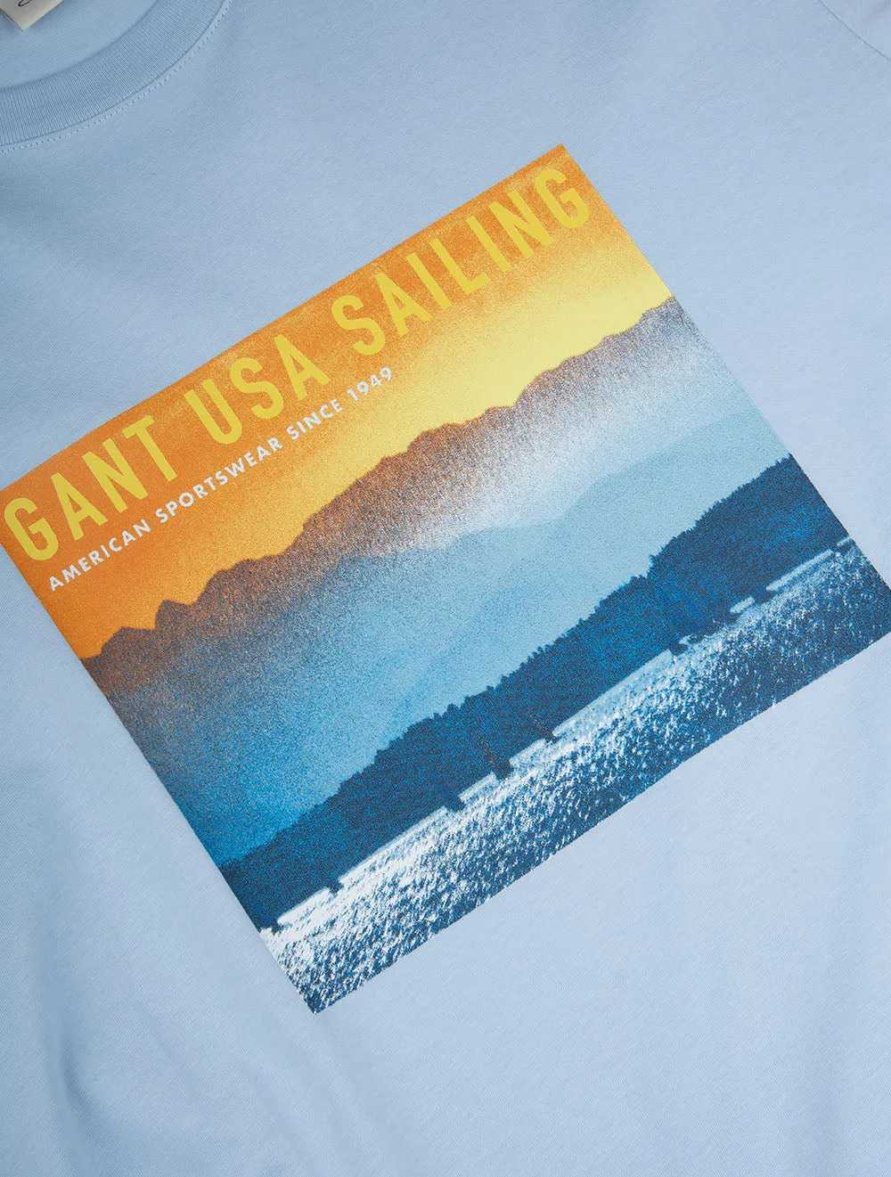 USA Sailing Print Graphic T-Shirt Frisches Blau