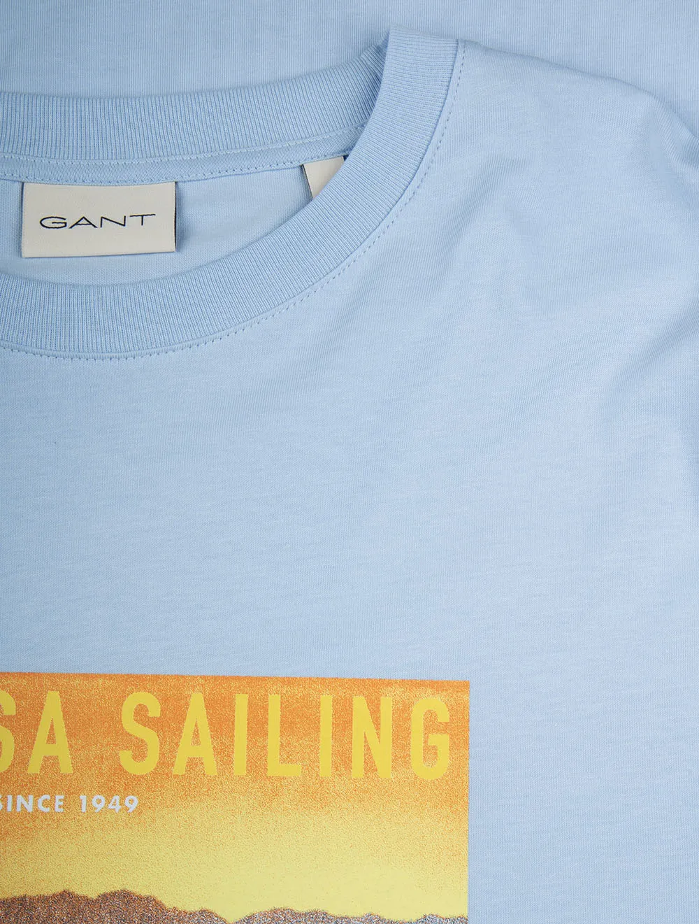 USA Sailing Print Graphic T-Shirt Frisches Blau