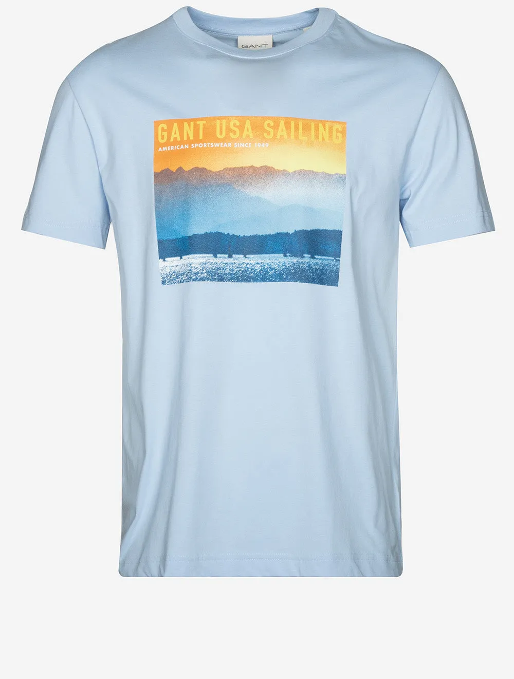 USA Sailing Print Graphic T-Shirt Frisches Blau