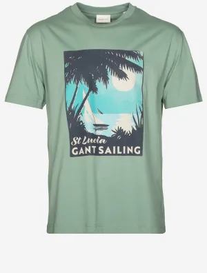 USA Sailing Print Graphic T-Shirt Kalamata Grün