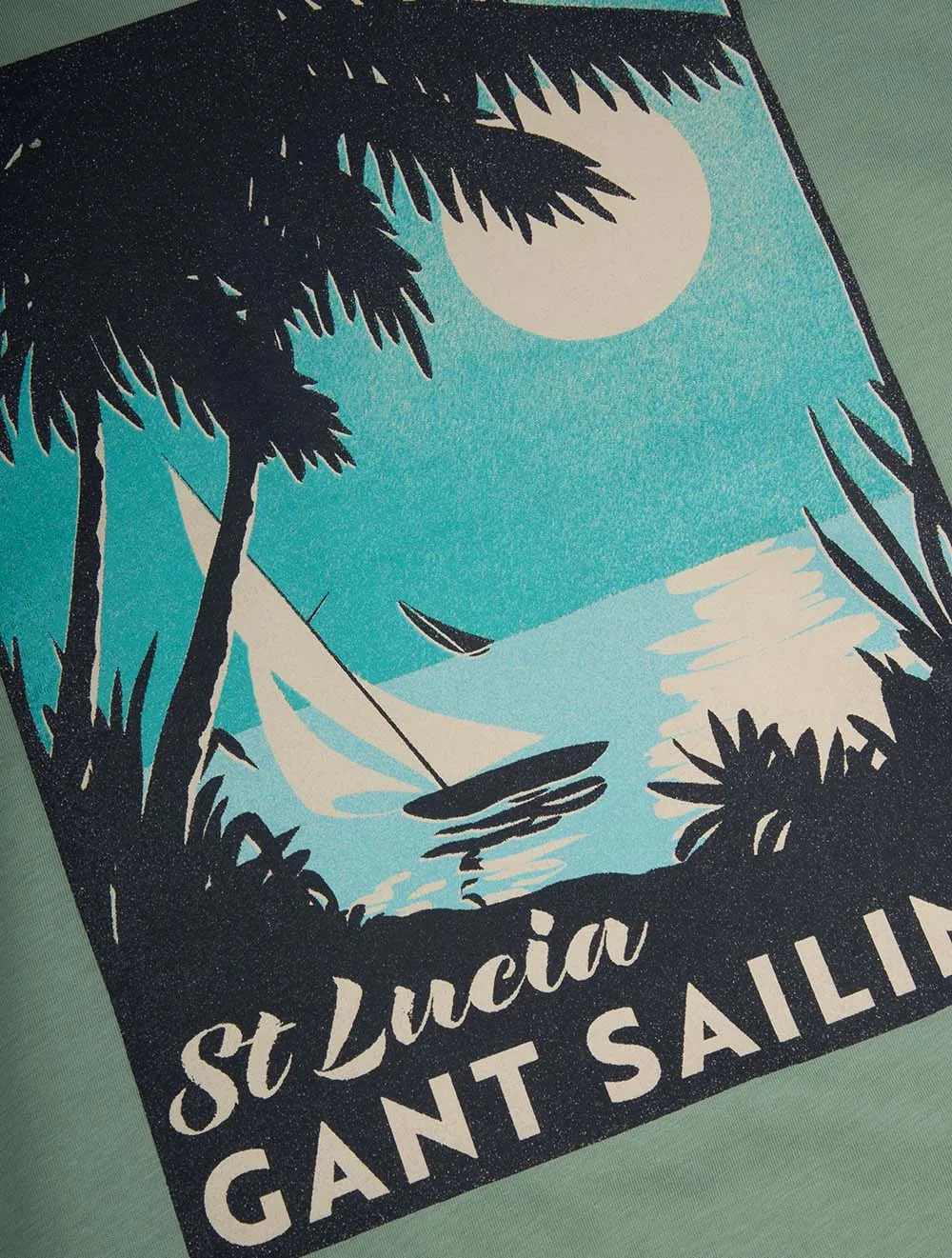 USA Sailing Print Graphic T-Shirt Kalamata Grün