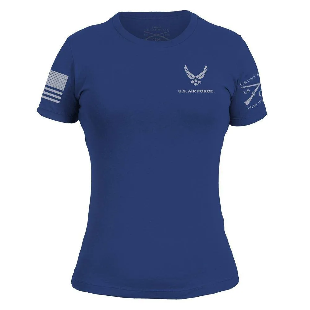 USAF - Damen Basic Logo T-Shirt - Blau