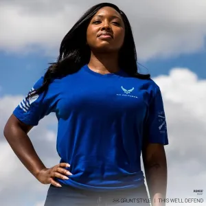 USAF - Damen Basic Logo T-Shirt - Blau