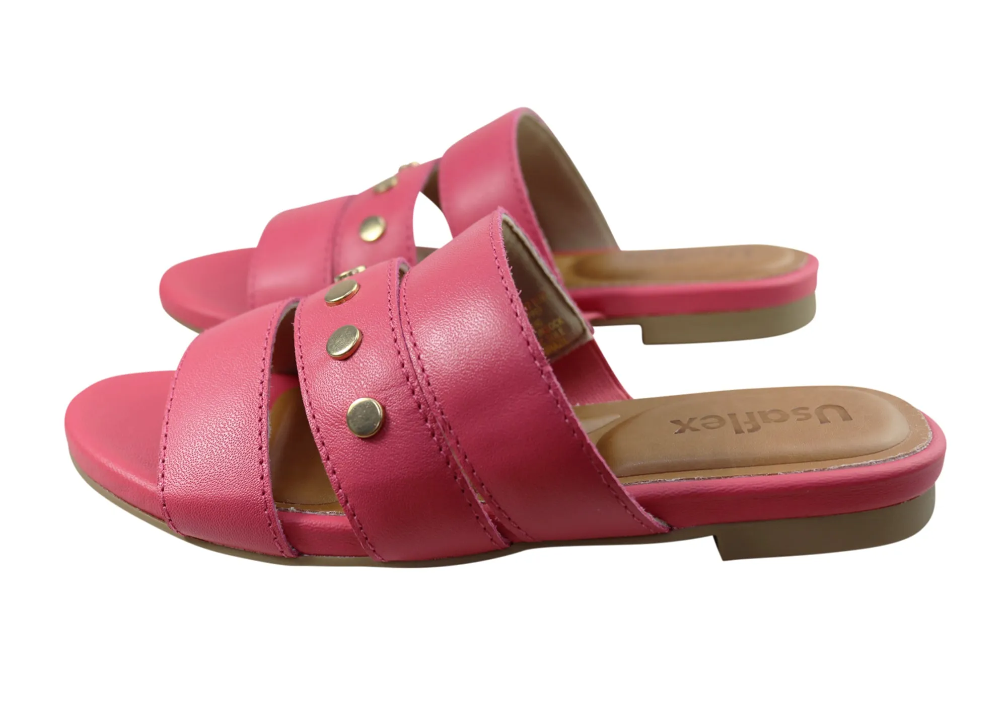 Usaflex Skyler Damen Komfort Leder Slides Sandalen Hergestellt In Brasilien Usaflex Schuhe